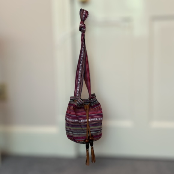 !!!FINAL DROP!!! Brash Multi Fabric Bucket/Hobo Bag with Faux Leather Tassels - Picture 2 of 12